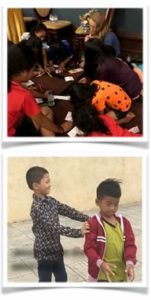 Collage of children working together 