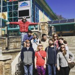 Group of people standing on a set of stairs outside of Ripley's Aquarium of the Smokies