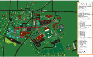 University campus map displaying the 1 mile run route